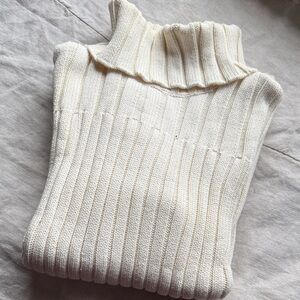 J. Jill Cream Ribbed Turtleneck Sweater